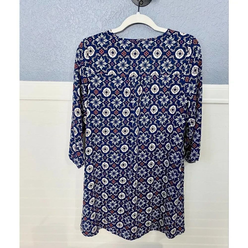 DR2 Blue Multipattern 3/4 Sleeve Tunic - Picture 6 of 7